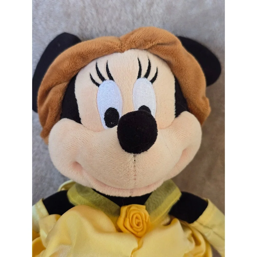 Disney Parks Minnie Mouse Belle Beauty and the Beast Plush Yellow Dress Rosettes